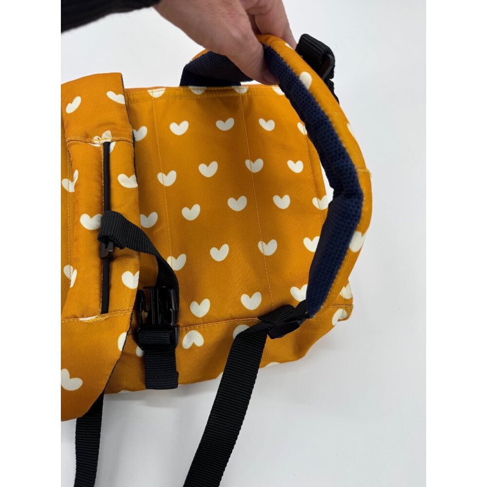 Tula Kids Backpack With Heart Print - Mustard Yellow & White - Dual Buckle Close - Picture 8 of 14
